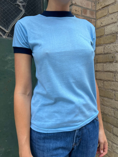 Vintage 1970's Light Blue Ringer T-Shirt