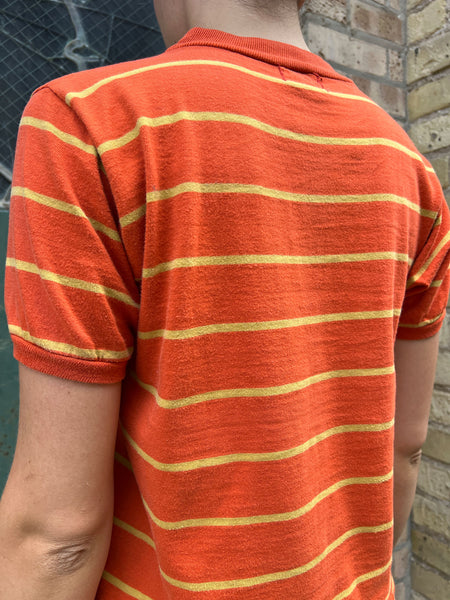 Vintage 1960's Orange "The Newyorker" Striped Short Sleeve Shirt