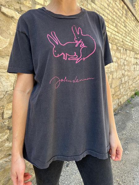 Vintage 1980's John Lennon Two Rabbits T-Shirt