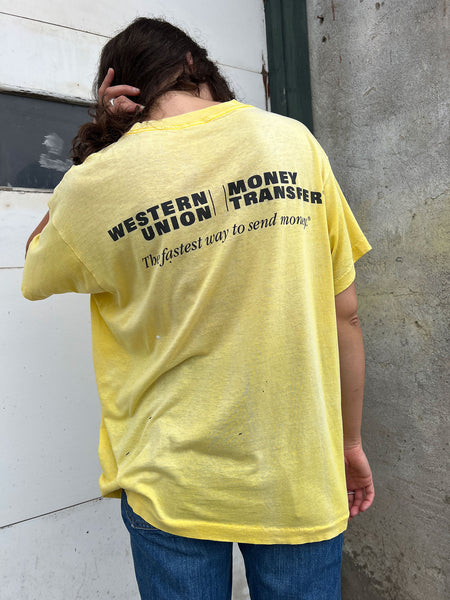 Vintage Paper Thin Western Union Money Transfer Single Stitch T-Shirt