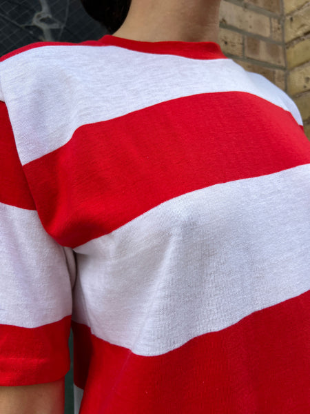 Vintage 1960's Campus Red and White Striped T-Shirt