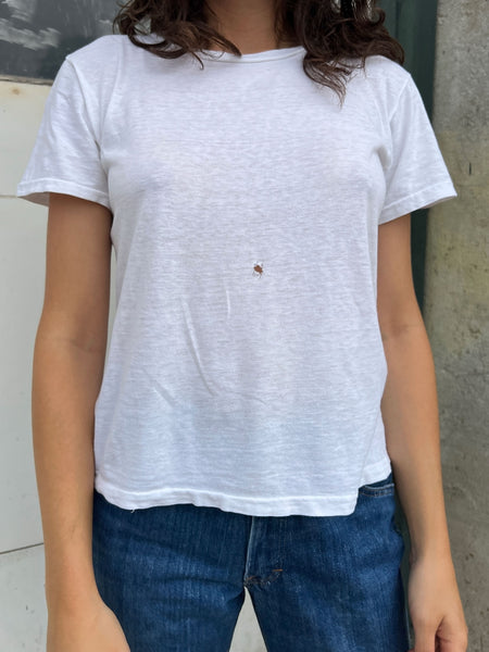 Vintage 1950's - 60's Paper Thin White Cotton T-Shirt
