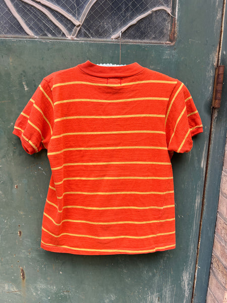 Vintage 1960's Orange "The Newyorker" Striped Short Sleeve Shirt