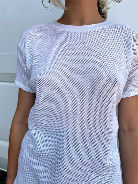 Vintage 1960's - 1970's Jockey White Mesh T-Shirt