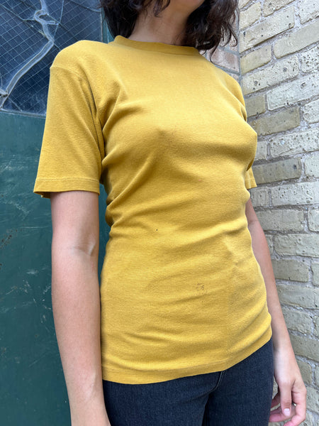 Vintage 1960's - 70's Mustard Cotton T-Shirt
