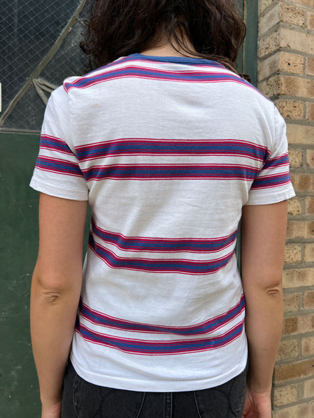 Vintage 1960's Striped Navy and Red Cotton T-Shirt