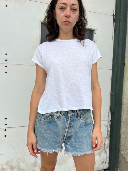 Vintage 1950's - 1960's White Paper Thin Cotton T-Shirt #2