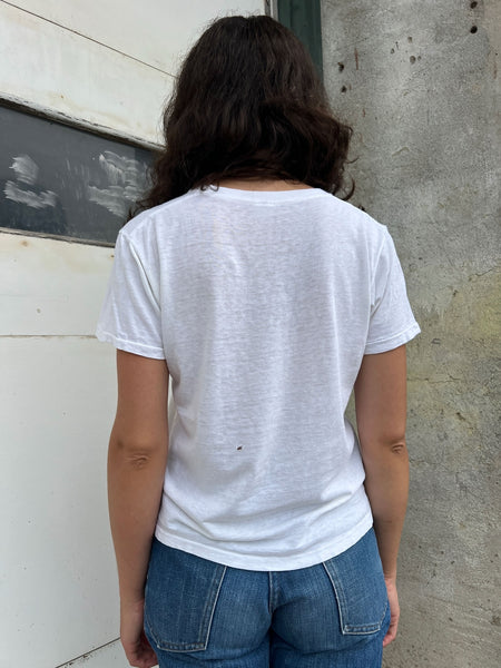Vintage 1950's - 60's Paper Thin White Cotton T-Shirt