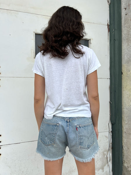Vintage 1950's - 1960's White Paper Thin Cotton T-Shirt #2