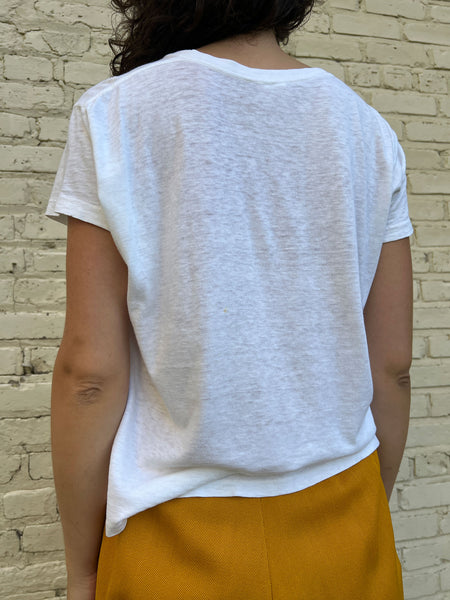 Vintage 1960's White Cotton Paper Thin T-Shirt