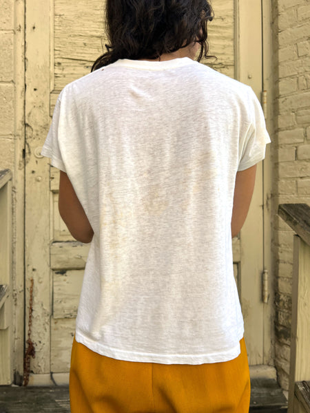 Vintage 1960's White Cotton Paper Thin T-Shirt #2