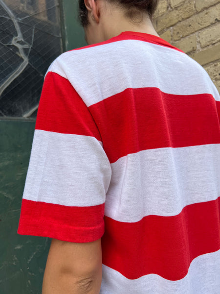 Vintage 1960's Campus Red and White Striped T-Shirt