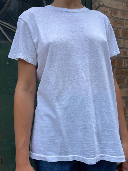 Vintage 1960's - 70's White Cotton T-Shirt #1