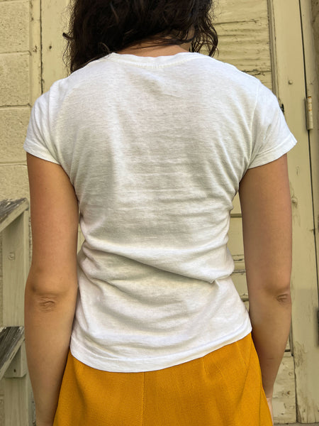 Vintage 1960's White Cotton Paper Thin T-Shirt #3
