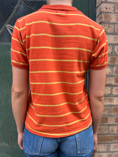 Vintage 1960's Orange "The Newyorker" Striped Short Sleeve Shirt