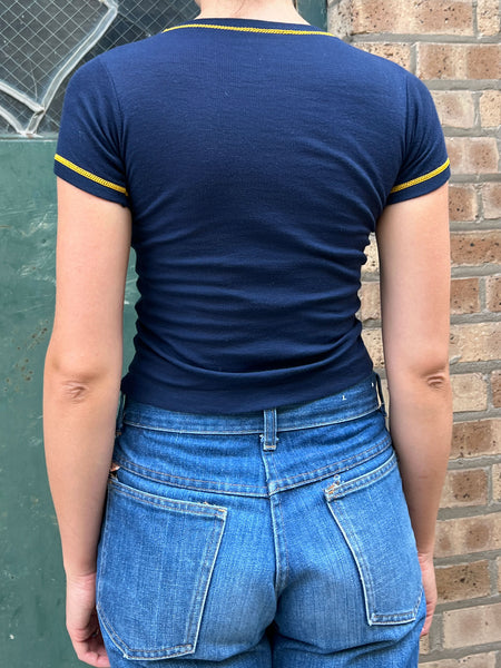 Vintage 1960's - 70's Blue Short Sleeve Shirt