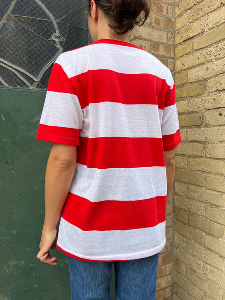 Vintage 1960's Campus Red and White Striped T-Shirt