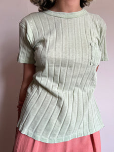 Vintage 1950's Mint Green Hanes Ribbed T-Shirt