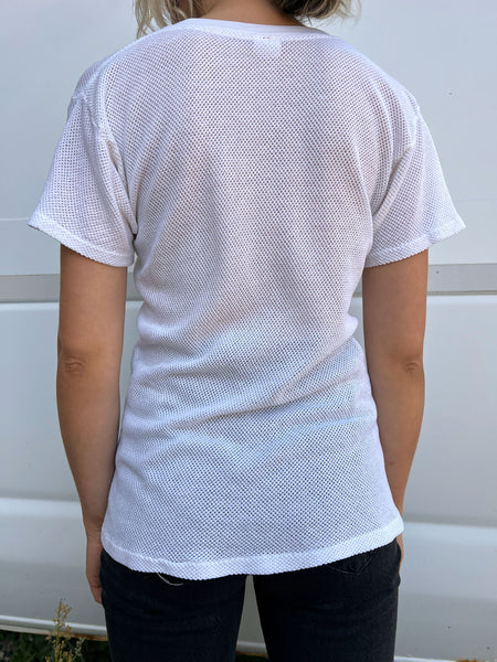 Vintage 1960's - 1970's Jockey White Mesh T-Shirt