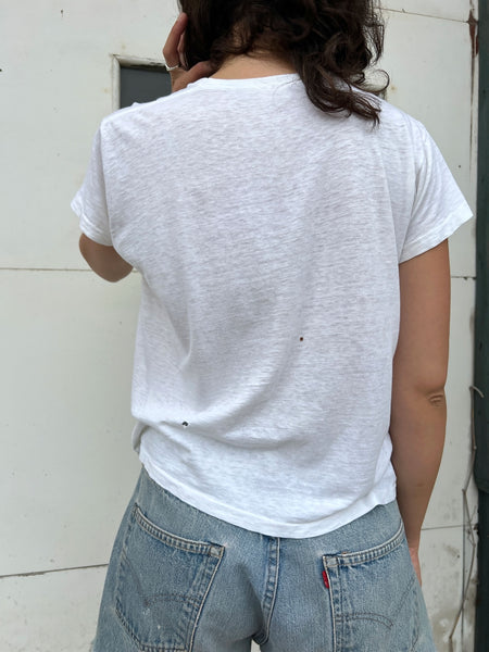 Vintage 1950's - 1960's White Paper Thin Cotton T-Shirt #2