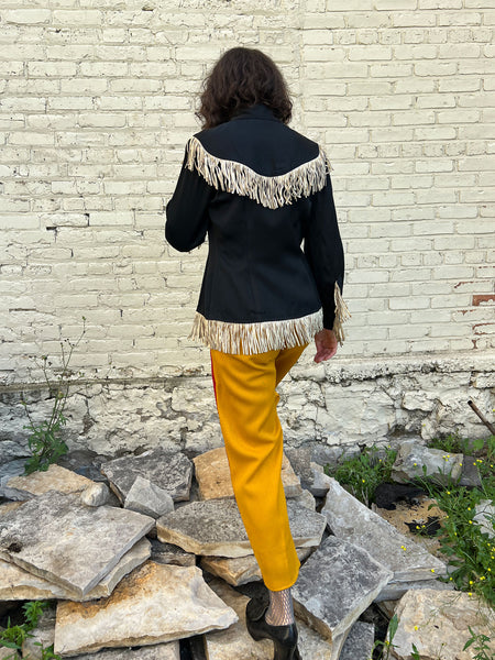 Vintage 1940's Gabardine Fringe Pearl Snap Ranch Wear Shirt