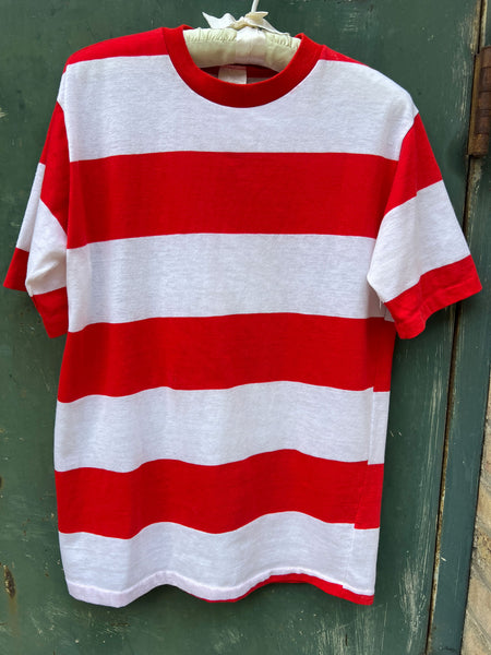 Vintage 1960's Campus Red and White Striped T-Shirt