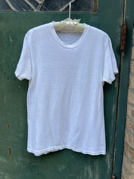 Vintage 1960's - 70's White Cotton T-Shirt #1