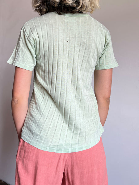Vintage 1950's Mint Green Hanes Ribbed T-Shirt