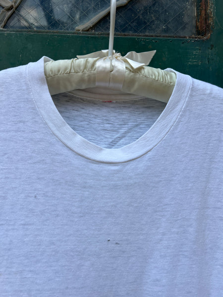 Vintage 1960's - 70's White Cotton T-Shirt #1