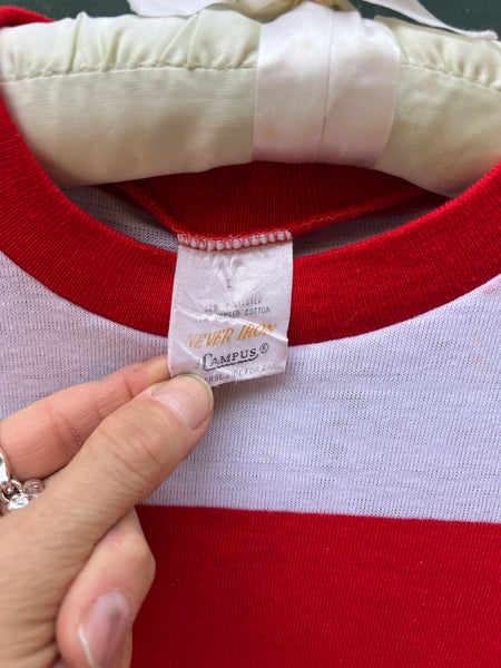 Vintage 1960's Campus Red and White Striped T-Shirt