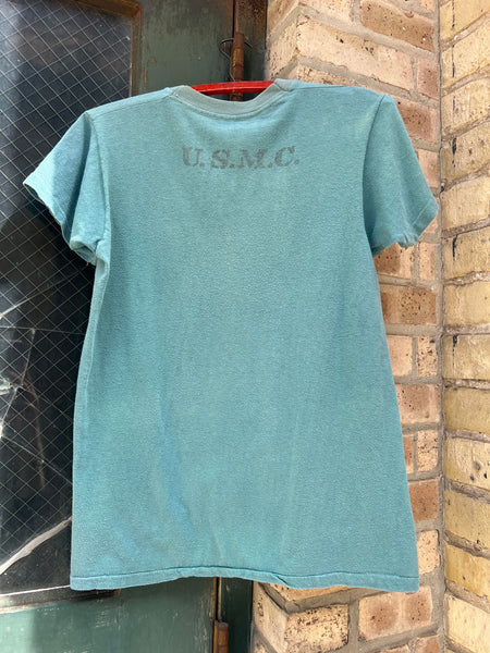 Vintage 1960's - 70's Faded Blue Cotton T-Shirt