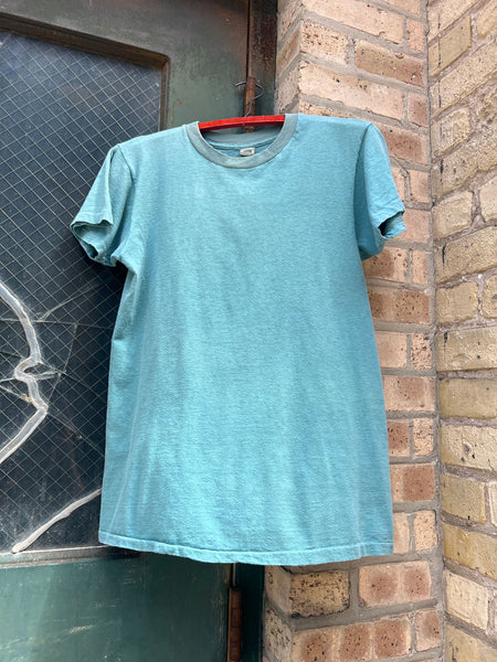 Vintage 1960's - 70's Faded Blue Cotton T-Shirt