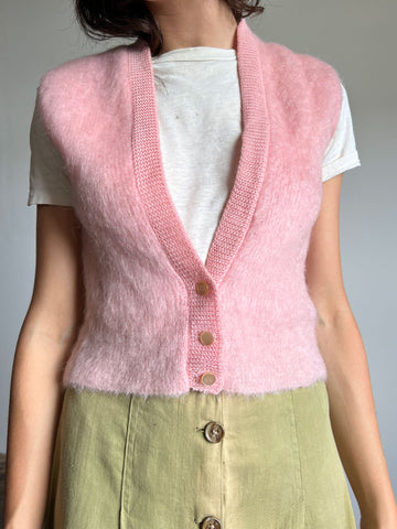 Vintage 1950's 1960's Bobbie Brooks Pink Wool Vest