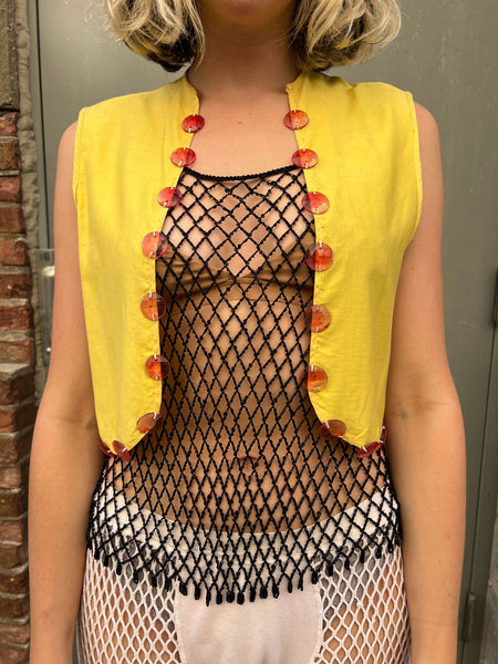 Antique - Early Vintage Yellow Vest with Glass Embellishments