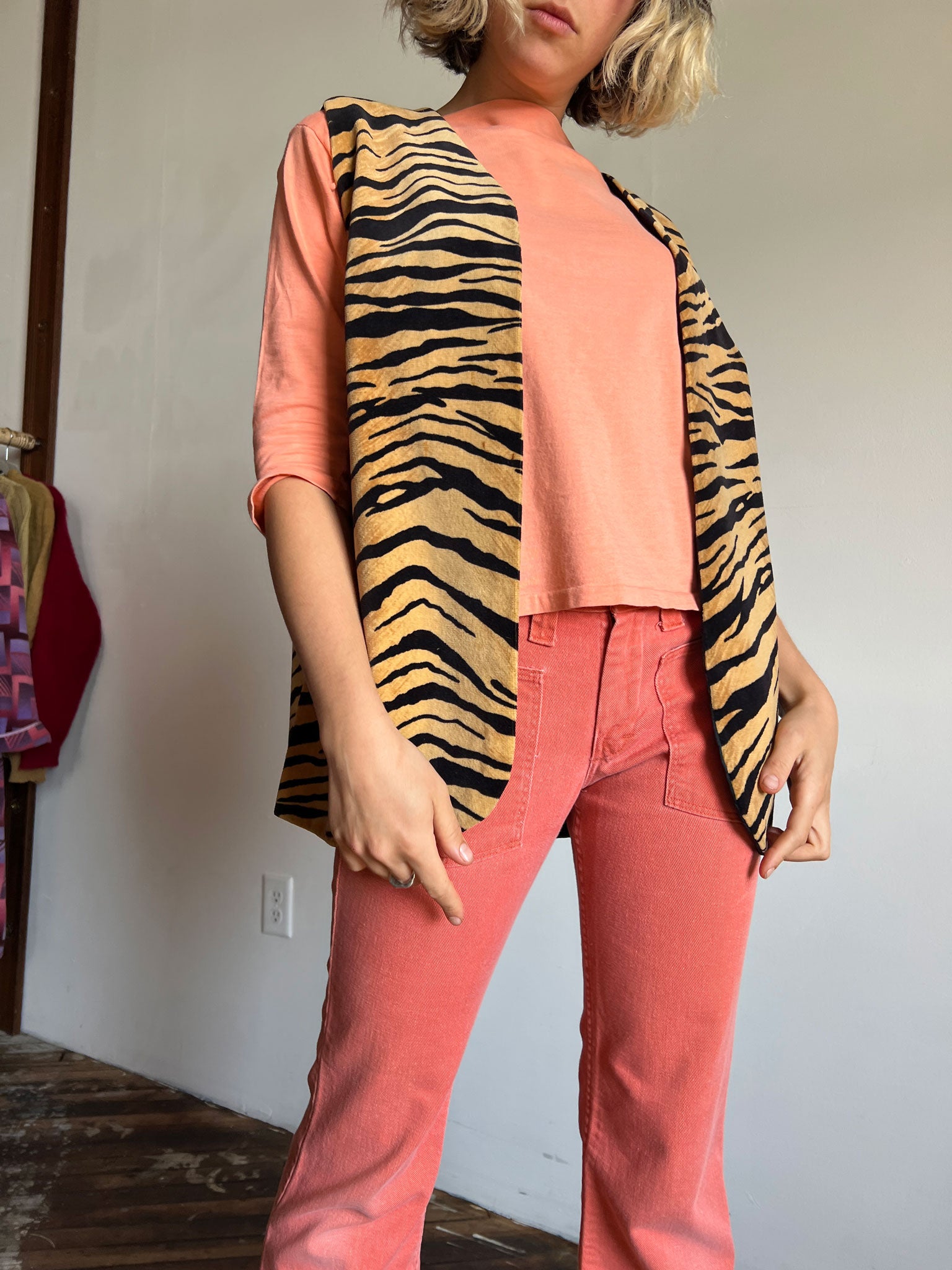 Vintage 1960's Fuzzy Tiger Print Vest