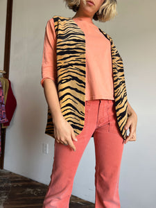 Vintage 1960's Fuzzy Tiger Print Vest