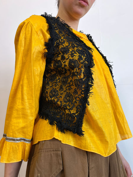 Antique Late 1800's Black Lace Vest