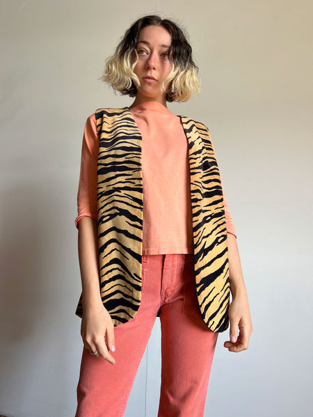 Vintage 1960's Fuzzy Tiger Print Vest