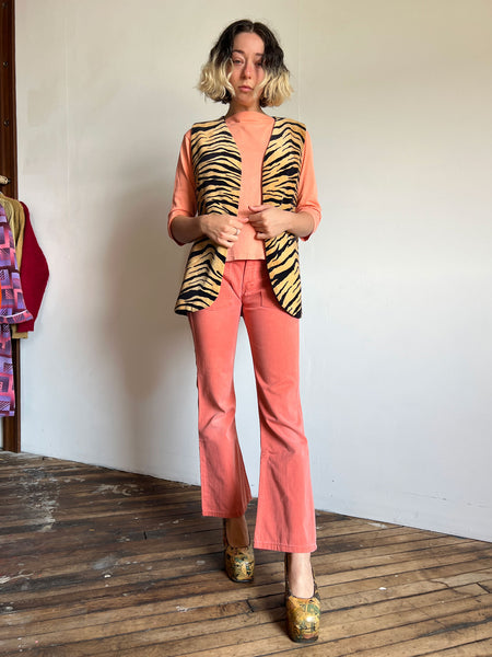 Vintage 1960's Fuzzy Tiger Print Vest