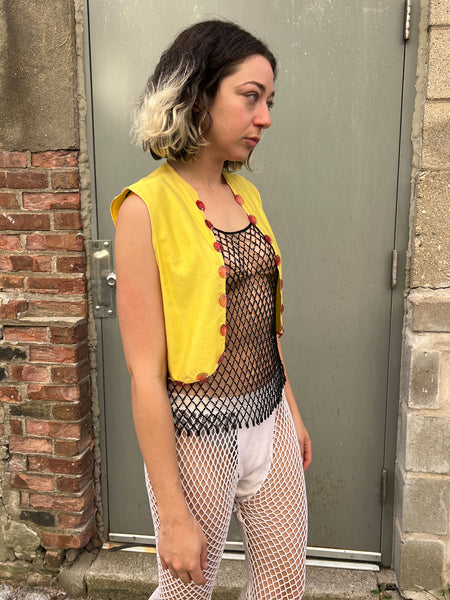 Antique - Early Vintage Yellow Vest with Glass Embellishments