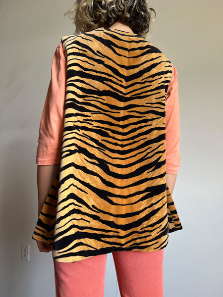 Vintage 1960's Fuzzy Tiger Print Vest