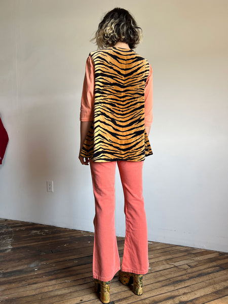 Vintage 1960's Fuzzy Tiger Print Vest