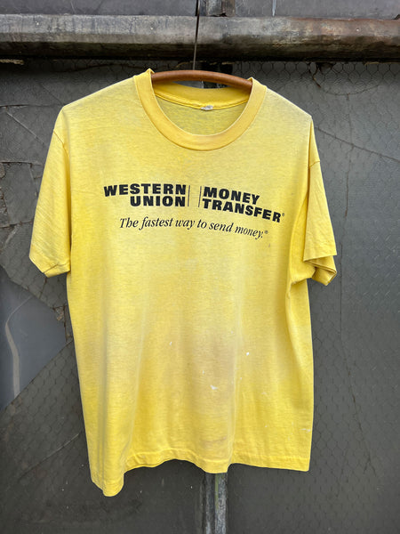 Vintage Paper Thin Western Union Money Transfer Single Stitch T-Shirt