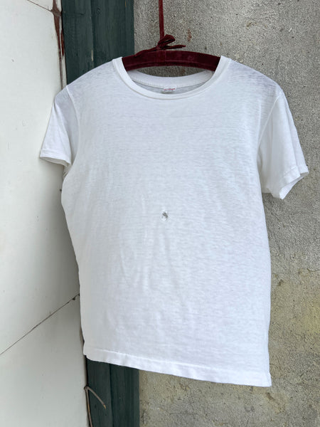 Vintage 1950's - 60's Paper Thin White Cotton T-Shirt