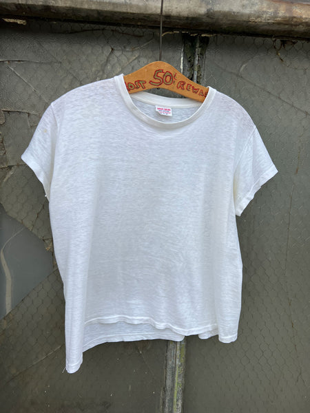 Vintage 1950's - 1960's White Paper Thin Cotton T-Shirt #2