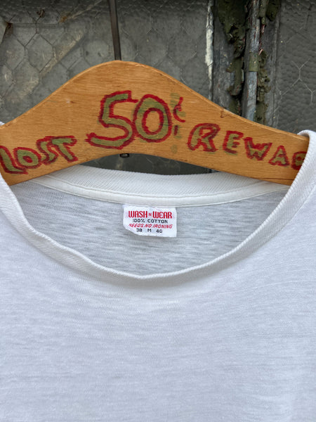 Vintage 1950's - 1960's White Paper Thin Cotton T-Shirt #2