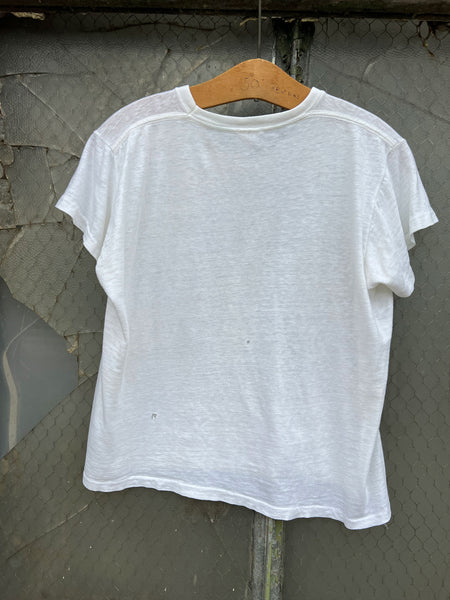 Vintage 1950's - 1960's White Paper Thin Cotton T-Shirt #2