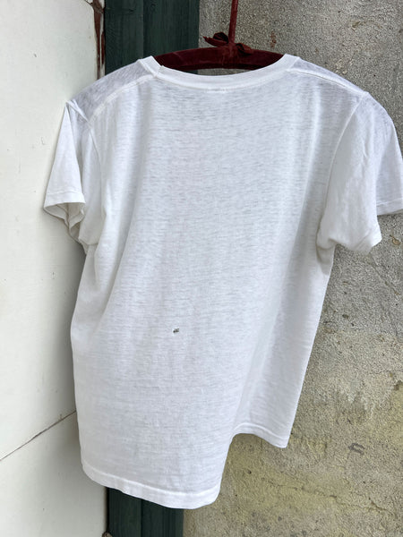 Vintage 1950's - 60's Paper Thin White Cotton T-Shirt