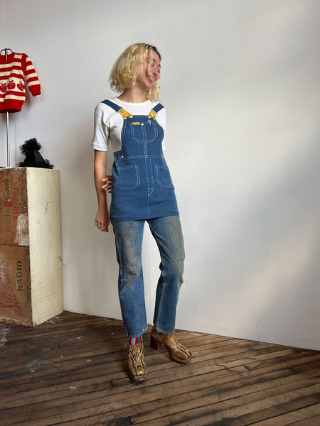 Vintage 1960's Wrangler Overalls T-Shirt, Pop Art, Mod