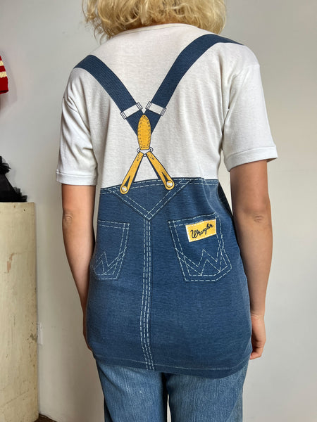 Vintage 1960's Wrangler Overalls T-Shirt, Pop Art, Mod